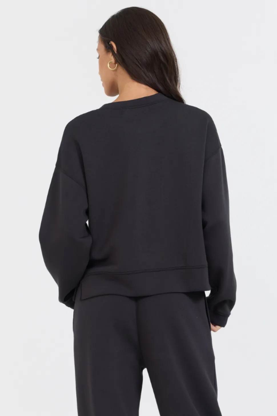 Black/ Caramel Colorblock Insert Cloud Fleece Crew-Vintage Havana Online