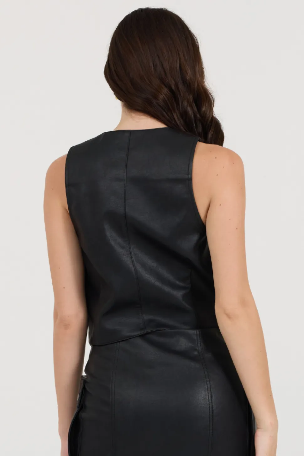Black Leather Button Front Vest-Vintage Havana Best