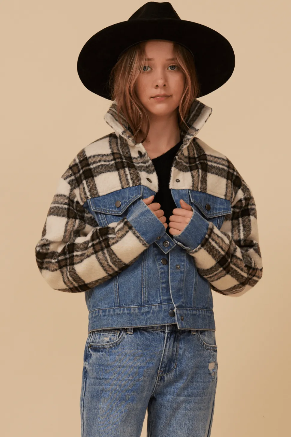 DENIM AND PLAID JACKET-Vintage Havana Best