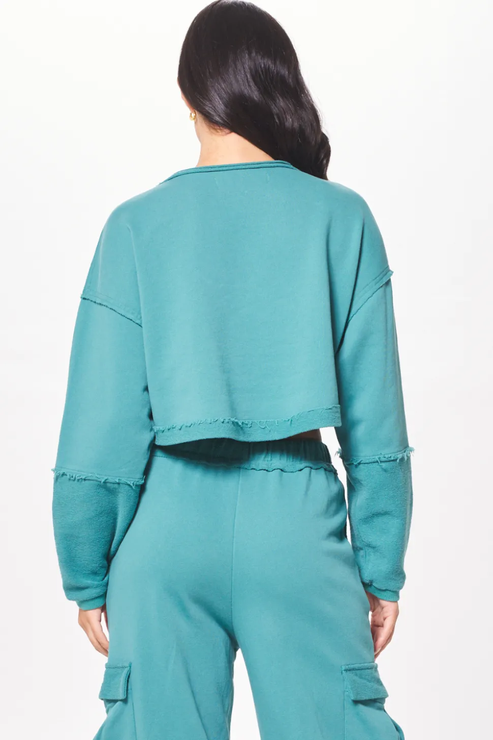 Teal Green Terry Cargo Fleece Crewneck-Vintage Havana Online