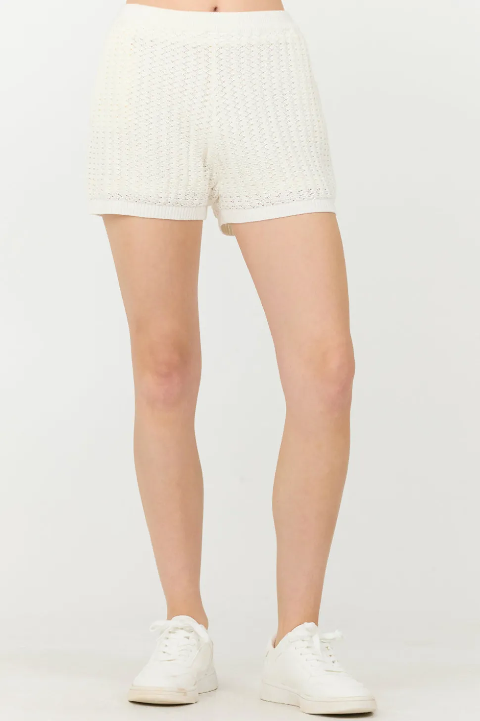 White Open Crochet Shorts-Vintage Havana Best Sale